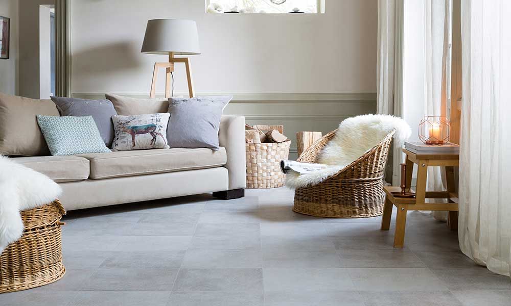 High quality light grey vinyl flooring solutions by Basha's Floors & Blinds