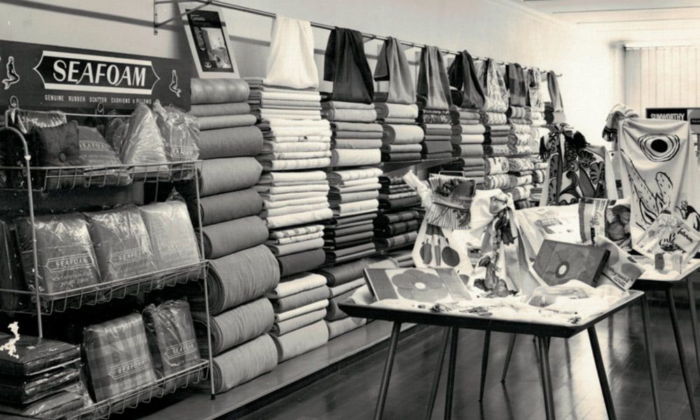 Basha's old showroom with curtains sample
